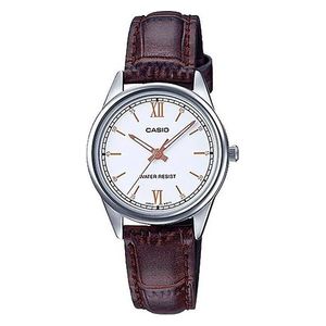  Casio Watch LTP-V005L-7B3UDF For Women - Analog Display, Leather Band - Brown 