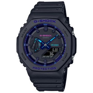  Casio Watch GA-2100VB-1ADR For Men - Analog Display, Resin Band - Black 