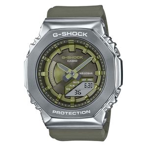  ساعة كاسيو للنساء GM-S2100-3ADR - عرض بعقارب, سوار من راتنج - اخضر 