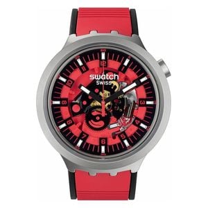  Swatch Watch SB07S110 For Men - Analog Display, Silicon Band - Red 