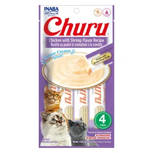 اينابا تشورو وجبة خفيفة للقطط بالدجاج ونكهة الروبيان - 4 قطع