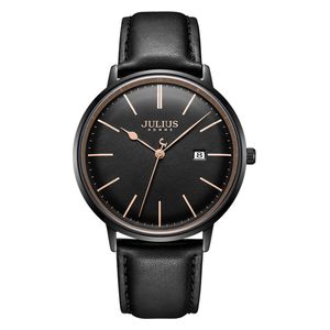  JULIUS Watch For Men - Analog Display, Leather Band - Black 
