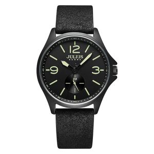 JULIUS Watch For Men - Analog Display, Leather Band - Black