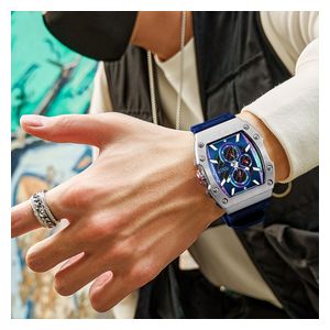  JULIUS Watch For Men - Analog Display, Rubber Band - Blue 