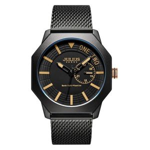  JULIUS Watch For Men - Analog Display, Stainless steel Band - Black 