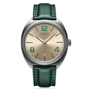 JULIUS Watch For Men - Analog Display, Leather Band - Green