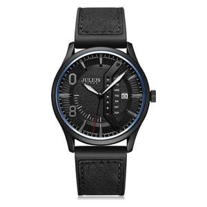 JULIUS Watch For Men - Analog Display, Leather Band - Black