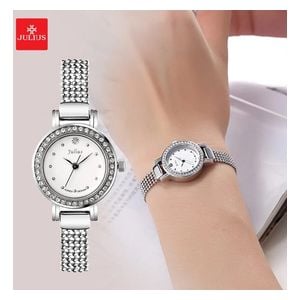 JULIUS Watch JA-804A For Women - Analog Display, Stainless Steel Band - Silver