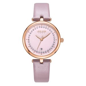  JULIUS Watch For Women - Analog Display, Leather Band - Pink 