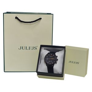 JULIUS Watch For Men - Analog Display, Leather Band - Black