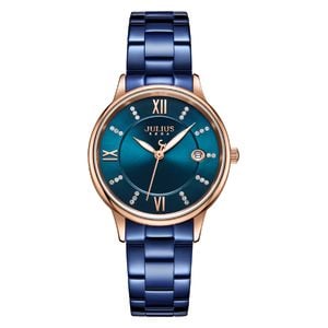  JULIUS Watch JA-1218 For Women - Analog Display, Stainless Steel Band - Blue 