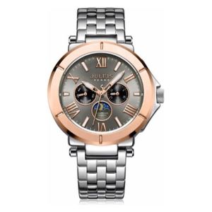  ساعة جوليوس للرجال - عرض بعقارب, سوار من ستانلس ستيل - فضي 