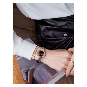  ساعة جوليوس للنساء JA-1285 - عرض بعقارب, سوار من ستانلس ستيل - زهري 