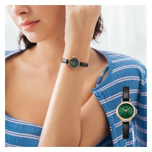 JULIUS Watch JA-1371D For Women - Analog Display, Leather Band - Black