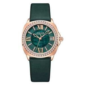  JULIUS Watch JA-1401 For Women - Analog Display, Leather Band - Green 