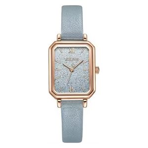  ساعة جوليوس للنساء - عرض بعقارب, سوار من الجلد - أزرق فاتح 