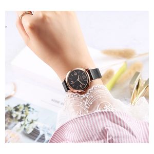 ساعة جوليوس للنساء JA-1191 - عرض بعقارب, سوار من ستانلس ستيل - اسود