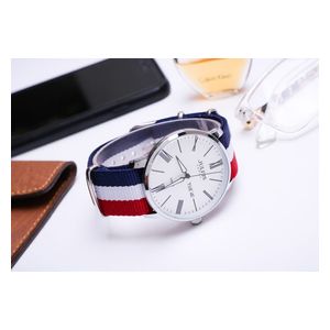 JULIUS Watch For Men - Analog Display, Leather Band - Red White Blue