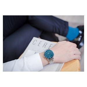  ساعة جوليوس للرجال - عرض بعقارب, سوار من ستانلس ستيل - فضي 