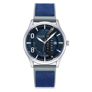 JULIUS Watch For Men - Analog Display, Leather Band - Blue