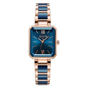 ساعة جوليوس للنساء JA-1273 - عرض بعقارب, سوار من ستانلس ستيل - أزرق