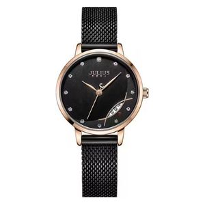 JULIUS Watch JA-1179 For Women - Analog Display, Stainless Steel Band - Black