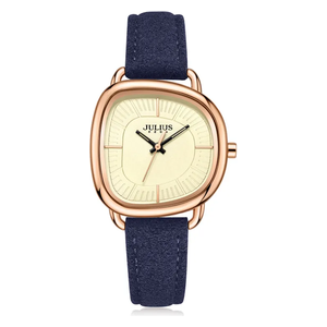 JULIUS Watch JA-1393D For Women - Analog Display, Leather Band - Blue