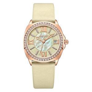  JULIUS Watch For Women - Analog Display, Leather Band - Milky 