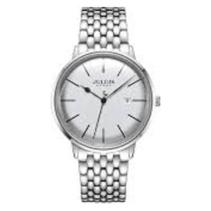  ساعة جوليوس للرجال - عرض بعقارب, سوار من ستانلس ستيل - فضي 