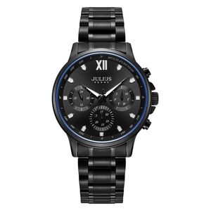  JULIUS Watch For Men - Analog Display, Stainless Steel Band - Black 