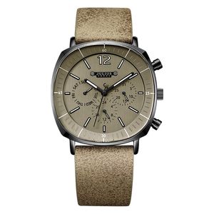  ساعة جوليوس للرجال - عرض بعقارب, سوار من الجلد - بني فاتح 