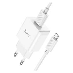 شاحن جداري هوكو C106A - مع كيبل  يو اس بي اي الى مايكرو يو اس بي - 10.5 واط  - 1 متر - ابيض