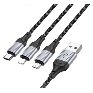 كيبل شحن بيانات 3 في 1 هوكو - X102 - بطول 1 متر - اسود