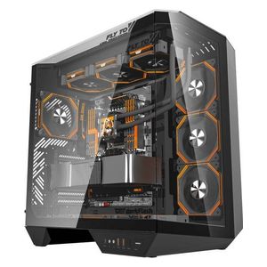  كيس كمبيوتر دارك فلاش DY470 - تصميم زجاجي ثلاثي الجوانب - اسود 