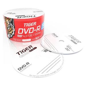  TiGER High-Quality DVD-R Discs - 4.37GB per Disc - 50 Discs - 16X Write Speed 