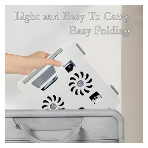  DM YL-906 Aluminum Foldable Laptop Stand with Dual Cooling Fans - 360° Rotatable - Silver 