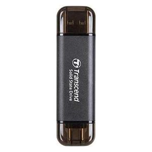 Transcend 256GB External SSD - Dual USB Flash Drive - USB 3.2 Gen 2 - Black 