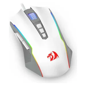  ماوس ألعاب ريدراجون M910H - سلكي - 8000 DPI - زر إطلاق نار - إضاءة ار بي جي قابلة للبرمجة - تصميم مريح - قابلة لإعادة الشحن - 70 ساعة استخدام - ابيض 