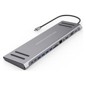  Onten 13 in 1 USB-C Docking station - multiple high-speed outputs - It delivers 4K HDMI video - Silver 