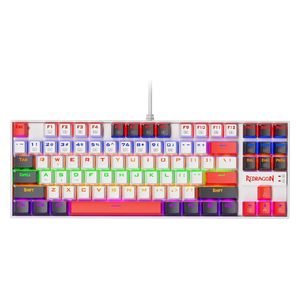 كيبورد ميكانيكي ريدراجون  K552WLR - مع 87 مفتاح ليد - تصميم مدمج ومتين - ابيض 