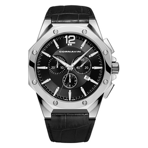  CORNAVIN Watch DowntownCO2010-2001 -2019 For Men - Analog Display, Leather Band - Black 