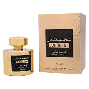  Confidential Private Gold by Lattafa for Unisex - Eau de Parfum, 100ml 