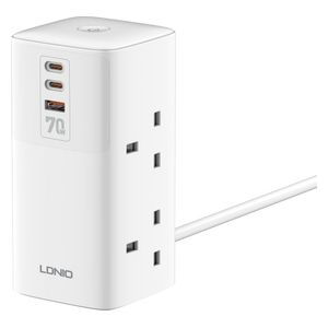  URPower SK4396 - Extension Socket - 4 Ports - Cable Length 2meters - 70W - White 