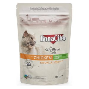  BonaCibo For Sterilised Cat with Chicken Cat Food - 85g 