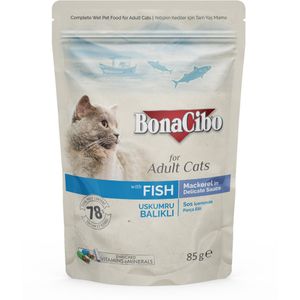  طعام قطط بوناسيبو للقطط البالغه بالسمك - 85 غرام 