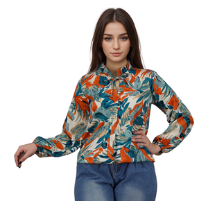 قميص نسائي بأكمام طويلة من انكي - XL