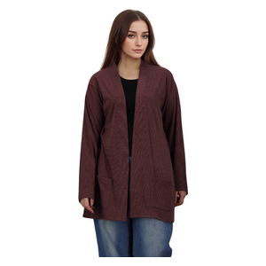 ENKI Women's long jacket made of soft fabric - XL - Maroon