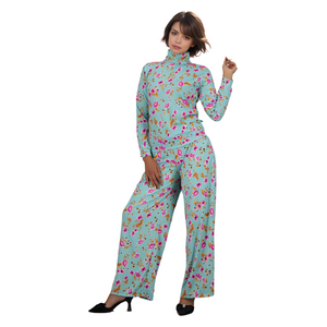 ENKI Women's elegant set with a high neck and wide pants - M