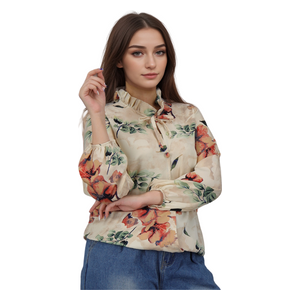 قميص نسائي بأكمام طويلة من انكي - XL