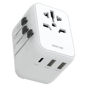 محول السفر العالمي جرين ليون  - 12 واط - متعدد المنافذ - ابيض - GN12WUADWH